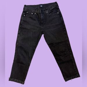 GAP Women’s Black Girlfriend Dark Wash Denim Jeans - Petite